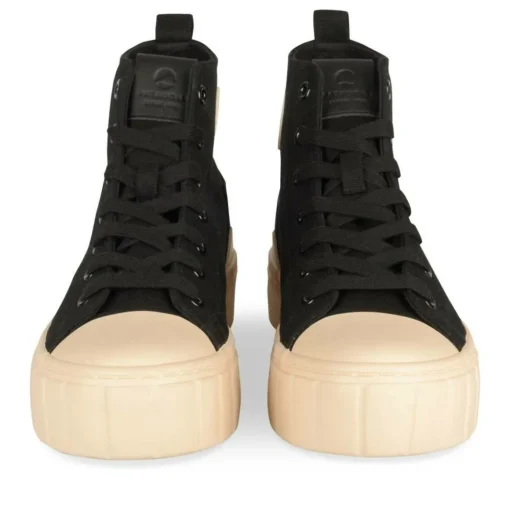 Baskets Montante NOIR Femme Motif Uni Lacets