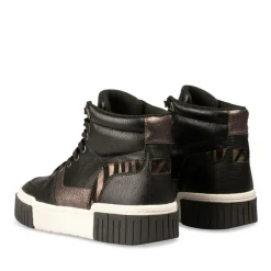 Baskets Montante NOIR Femme Motif Uni Lacets