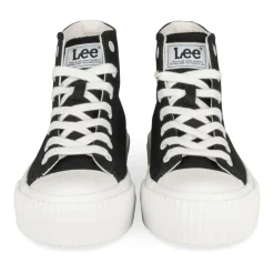 Baskets Montante NOIR Femme Motif Uni Lacets