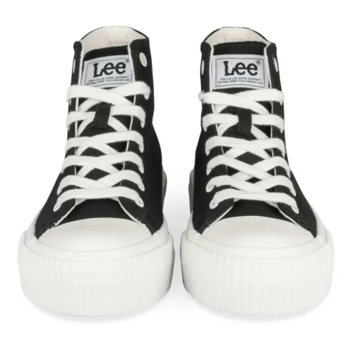 Baskets Montante NOIR Femme Motif Uni Lacets