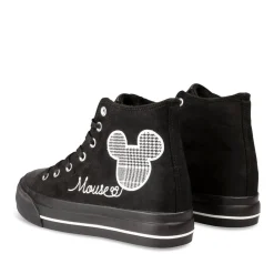 Baskets Montante NOIR Femme Motif Uni Lacets