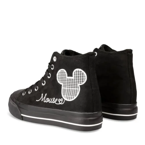 Baskets Montante NOIR Femme Motif Uni Lacets