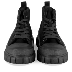 Baskets Montante NOIR Femme Motif Uni Lacets