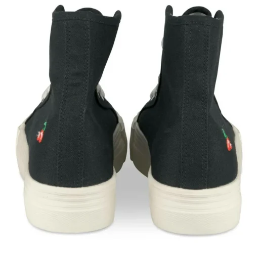 Baskets Montante NOIR Femme Motif Uni Lacets