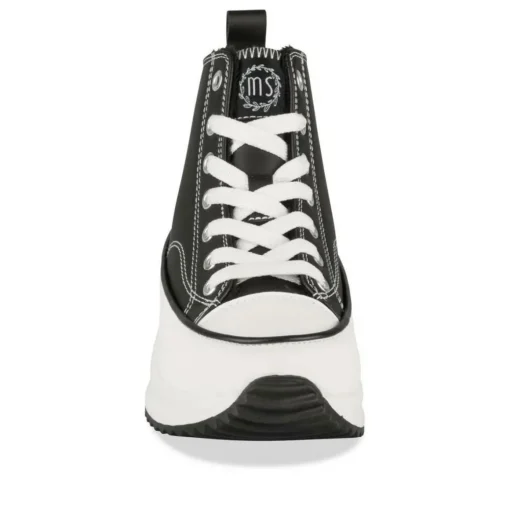 Baskets Montante NOIR Femme Motif Uni Lacets