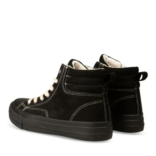 Baskets Montante NOIR Femme Motif Uni Lacets