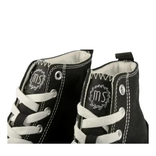 Baskets Montante NOIR Femme Motif Uni Lacets