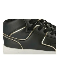 Baskets Montante NOIR Femme Motif Uni Lacets