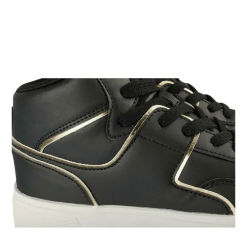 Baskets Montante NOIR Femme Motif Uni Lacets
