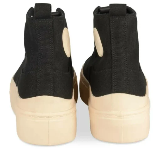 Baskets Montante NOIR Femme Motif Uni Lacets