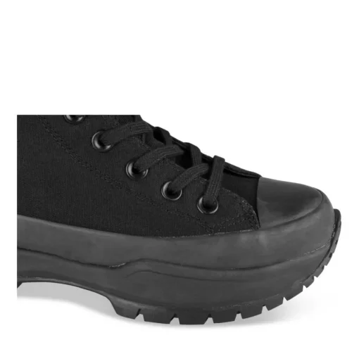 Baskets Montante NOIR Femme Motif Uni Lacets