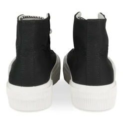 Baskets Montante NOIR Femme Motif Uni Lacets