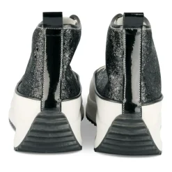 Baskets Montante NOIR Femme Motif Paillettes Lacets