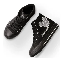 Baskets Montante NOIR Femme Motif Uni Lacets