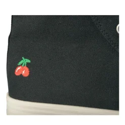 Baskets Montante NOIR Femme Motif Uni Lacets