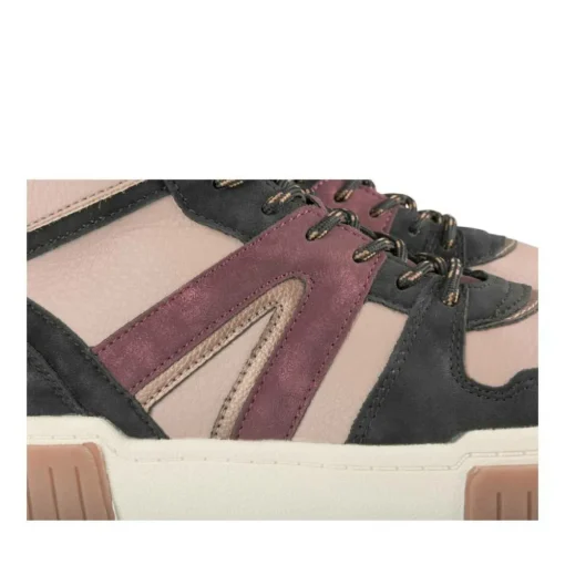 Baskets Montante NOIR Femme Motif Uni Lacets