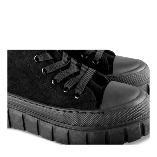 Baskets Montante NOIR Femme Motif Uni Lacets