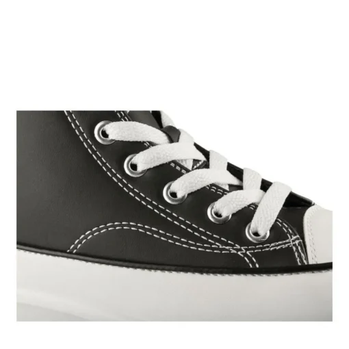 Baskets Montante NOIR Femme Motif Uni Lacets