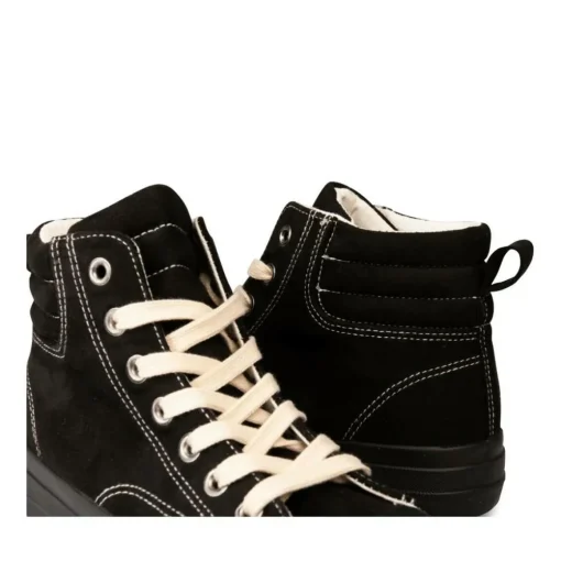 Baskets Montante NOIR Femme Motif Uni Lacets
