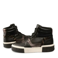 Baskets Montante NOIR Femme Motif Uni Lacets