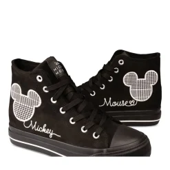 Baskets Montante NOIR Femme Motif Uni Lacets