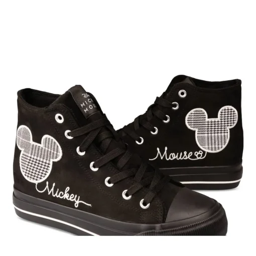 Baskets Montante NOIR Femme Motif Uni Lacets