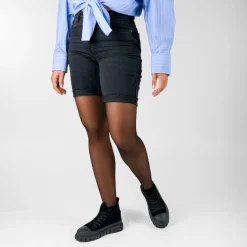 Baskets Montante NOIR Femme Motif Uni Lacets