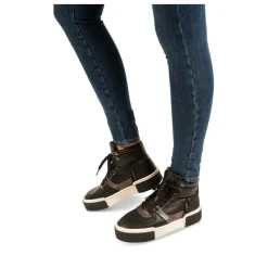 Baskets Montante NOIR Femme Motif Uni Lacets