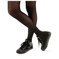 Baskets Montante NOIR Femme Motif Uni Lacets