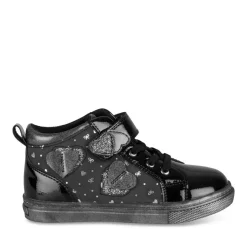 Baskets Montante NOIR Fille Motif Coeurs Scratch