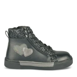 Baskets Montante NOIR Fille Motif Vernis Lacets