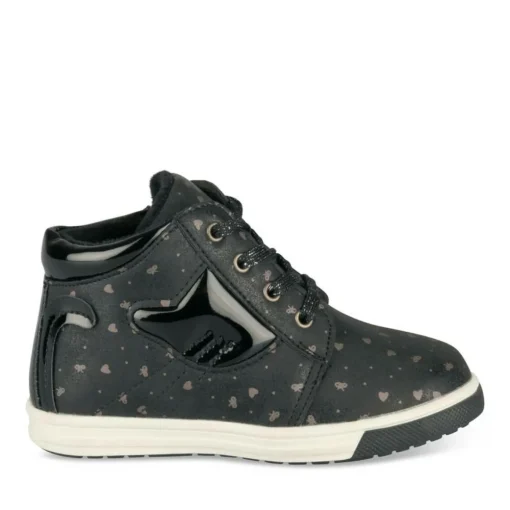 Baskets Montante NOIR Fille Motif Animal Lacets
