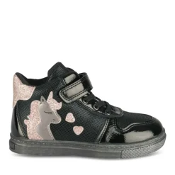Baskets Montante NOIR Fille Motif Licorne Scratch