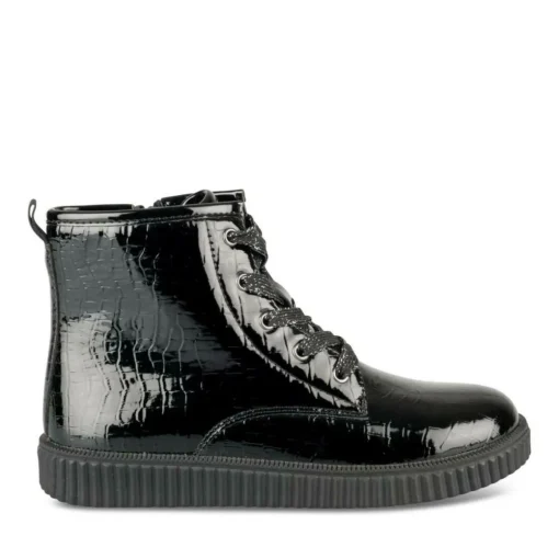Baskets Montante NOIR Fille Motif Vernis A Enfiler