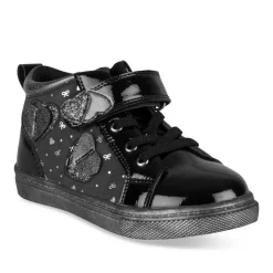 Baskets Montante NOIR Fille Motif Coeurs Scratch