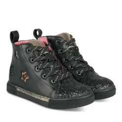Baskets Montante NOIR Fille Motif Paillettes Lacets