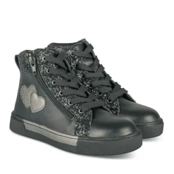 Baskets Montante NOIR Fille Motif Vernis Lacets