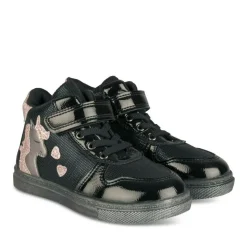 Baskets Montante NOIR Fille Motif Licorne Scratch