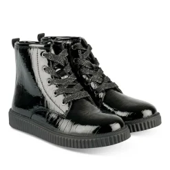 Baskets Montante NOIR Fille Motif Vernis A Enfiler