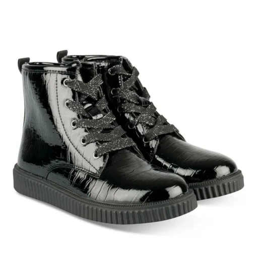 Baskets Montante NOIR Fille Motif Vernis A Enfiler