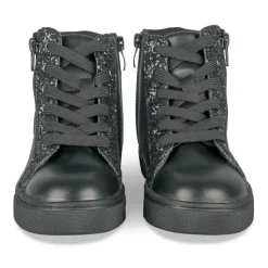 Baskets Montante NOIR Fille Motif Vernis Lacets