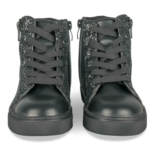 Baskets Montante NOIR Fille Motif Vernis Lacets