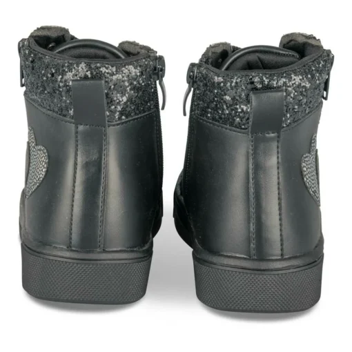 Baskets Montante NOIR Fille Motif Vernis Lacets