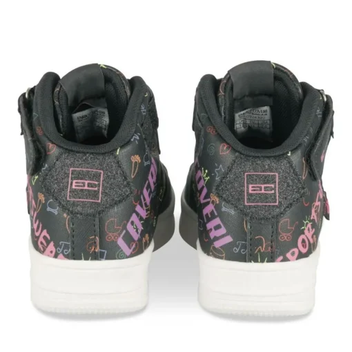 Baskets Montante NOIR Fille Motif Uni A Enfiler