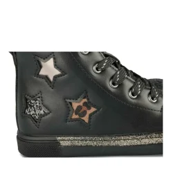 Baskets Montante NOIR Fille Motif Paillettes Lacets