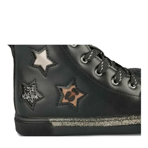 Baskets Montante NOIR Fille Motif Paillettes Lacets