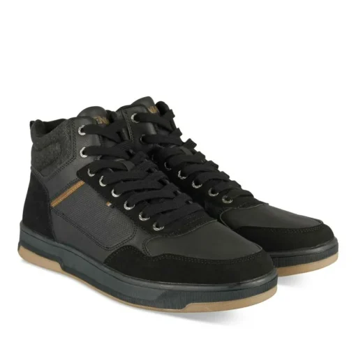 Baskets Montante NOIR Homme Motif Uni Lacets