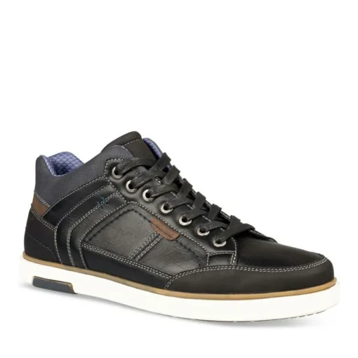 Baskets Montante NOIR Homme Motif Uni Lacets
