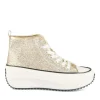 Baskets Montante OR Femme Motif Paillettes Lacets