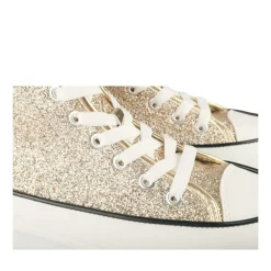 Baskets Montante OR Femme Motif Paillettes Lacets